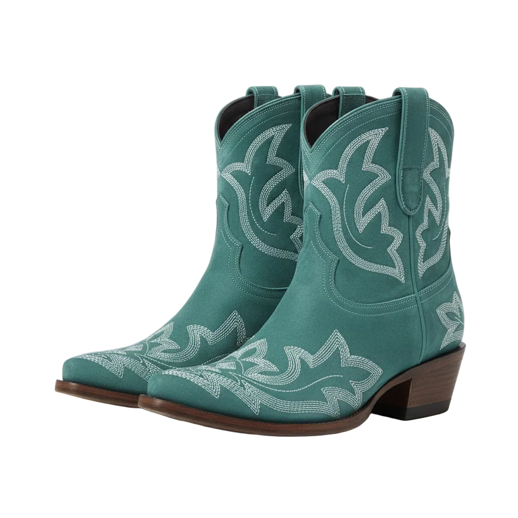 Dames Cowboy Enkellaarzen Geborduurd
