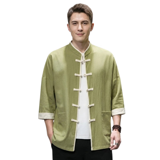 Heren Overshirt Japanse Stijl Katoen en Linnen