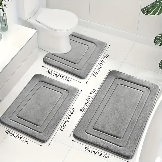 Badkamer Mat Set 3-delig met Comfort en Anti-slip 0
