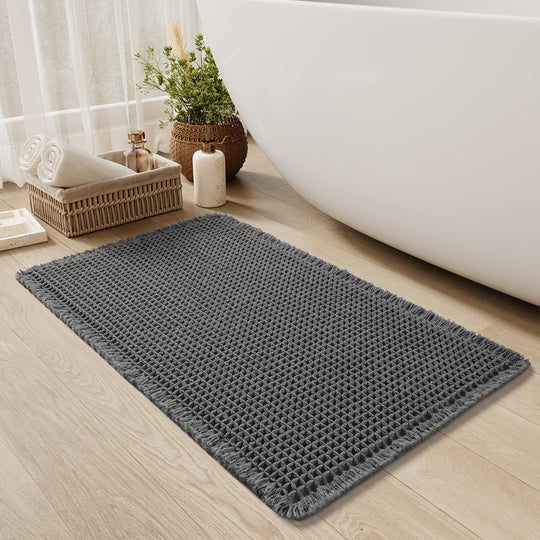 Badmat met Wafelstructuur en Kwastjes voor Badkamer 9