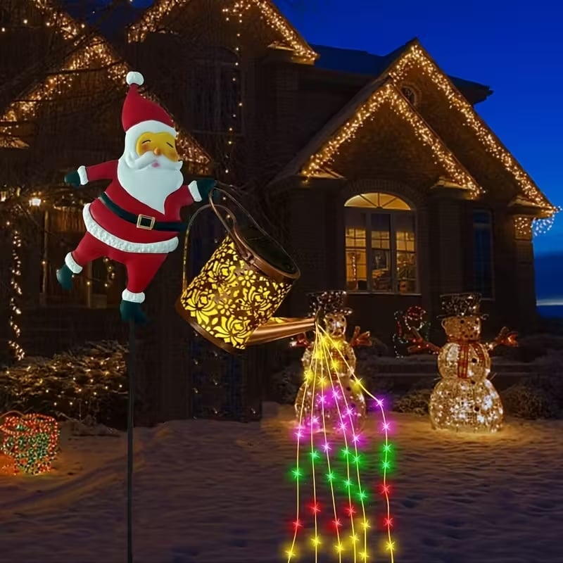 Buiten Lantaarn Kerstman Zonne-energie Automatische Verlichting 6