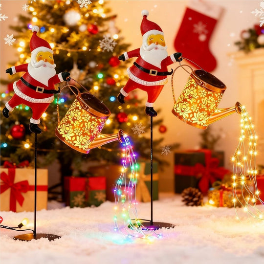 Buiten Lantaarn Kerstman Zonne-energie Automatische Verlichting 9