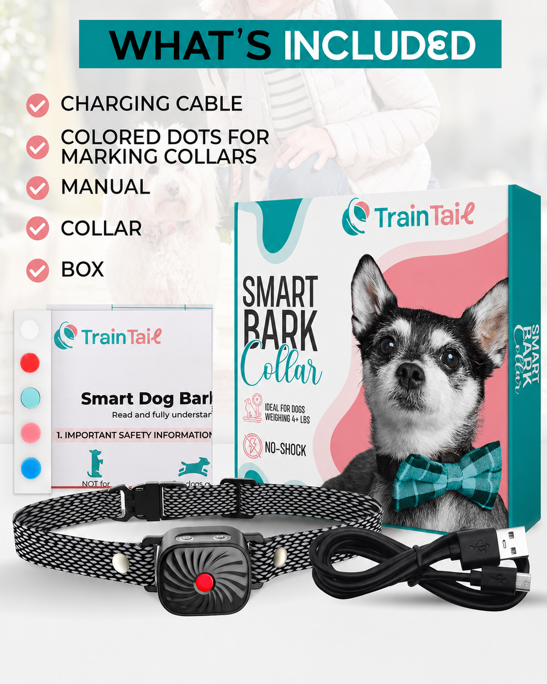 Antiblafhalsband voor Kleine Honden met Geluid en Trillingen