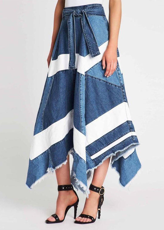 Dames A-lijn Rok Asymmetrisch Denim 4