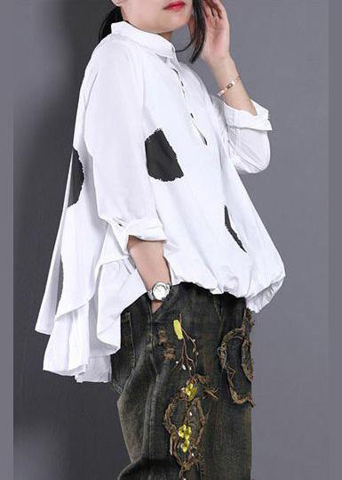 Dames Asymmetrisch Gestippeld Blouse 2