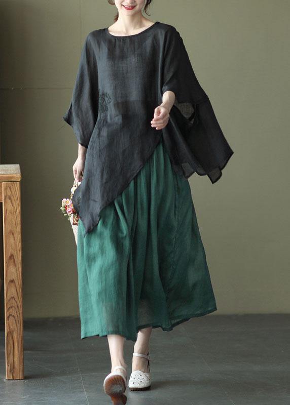Dames Asymmetrisch Shirt met Geborduurd Ontwerp 3