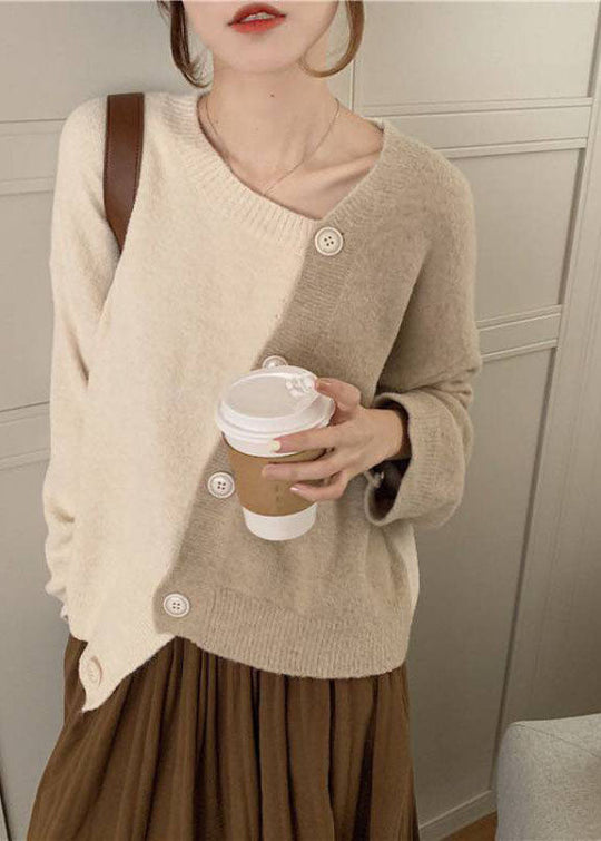 Dames Asymmetrische Gebreide Wintertrui met Knoopdetails 3