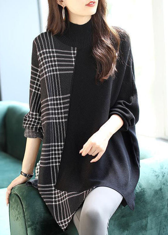 Dames Asymmetrische Trui met Patchwork Design 1