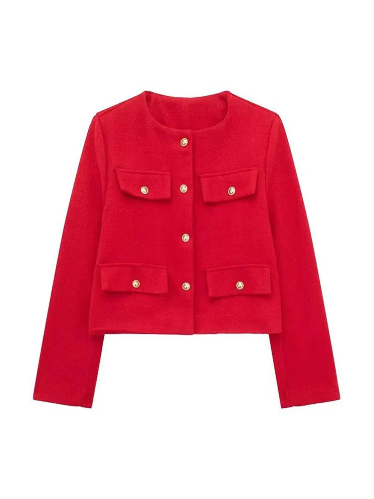 Dames Blazer Met Gestructureerd Tweed Ontwerp 11