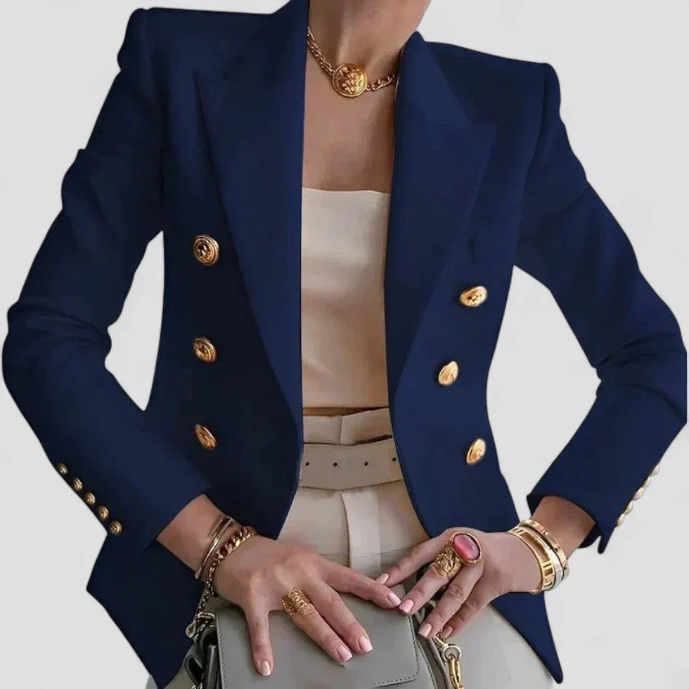 Dames Blazer met Dubbele Rij Knopen en Luxe Afwerking 3