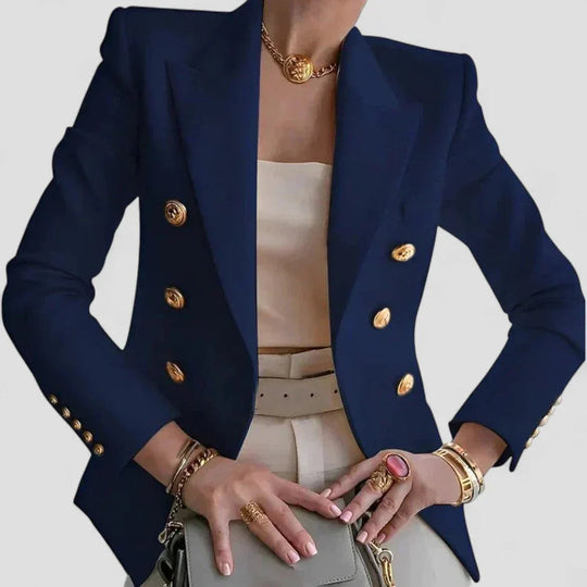 Dames Blazer met Dubbele Rij Knopen en Luxe Afwerking 3
