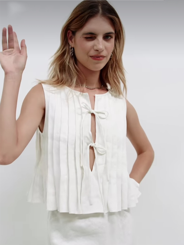 Dames Blouse met Bandjes van Katoen en Linnen 8