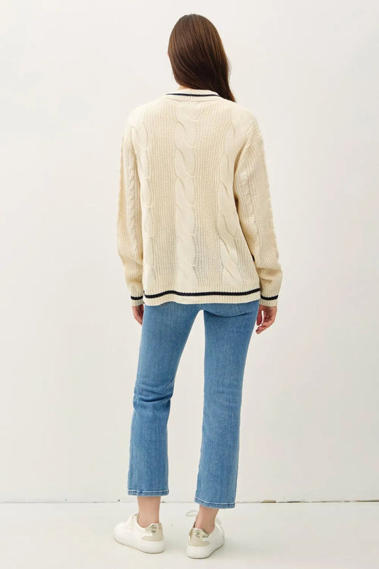 Dames Cardigan V-Hals Kabelbrei 100% Acryl 1