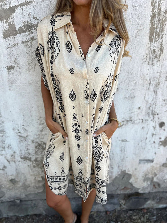Dames Casual Korte Mouwen Linnen Shirt Met Zak 3