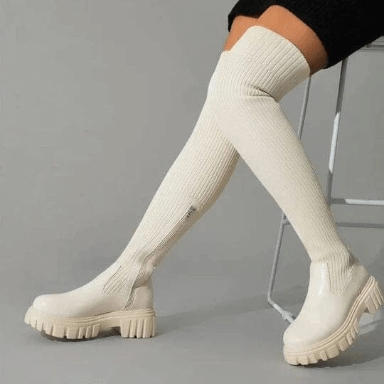 Dames Dijhoge Laarzen Trendy Met Stretch 2