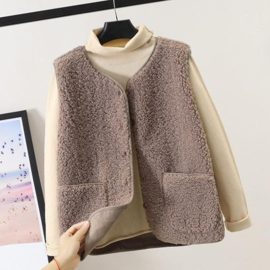 Dames Fleece Vest Mouwloos van Lamswol voor Herfst en Winter 7