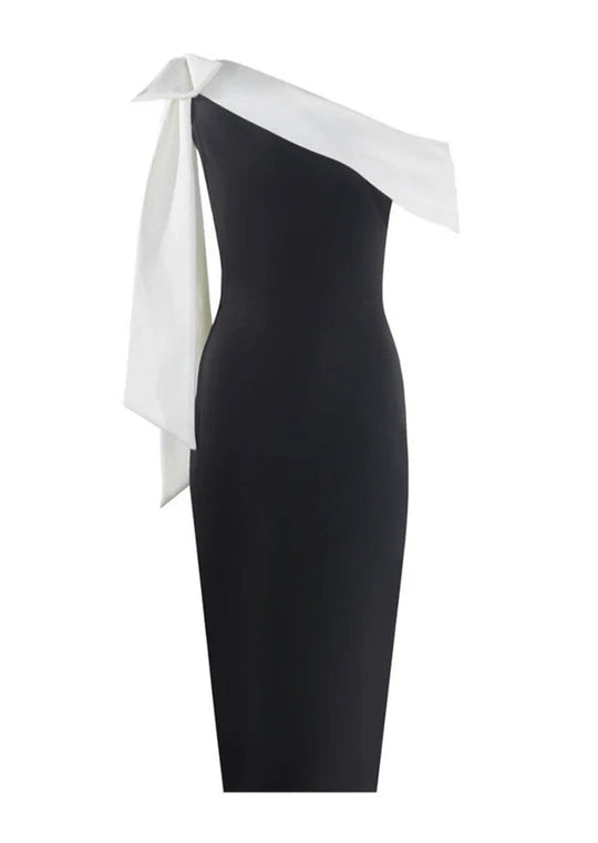 Dames Galajurk Eén Schouder Luxe Bandage Met Midi-Split 0