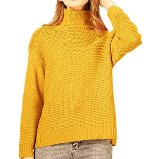 Dames Gebreide Trui Met Turtleneck en Ribbelafwerking 5