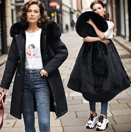 Dames Gequiltte Jas met Faux Fur Kap en Waterafstotend Design 2