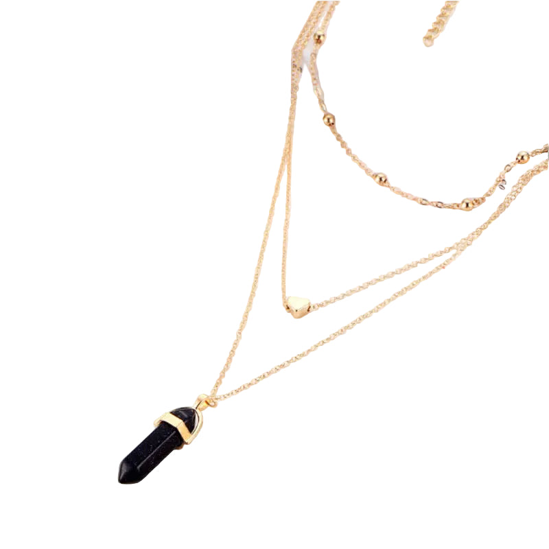 Dames Hexagon Edelsteen Ketting 0