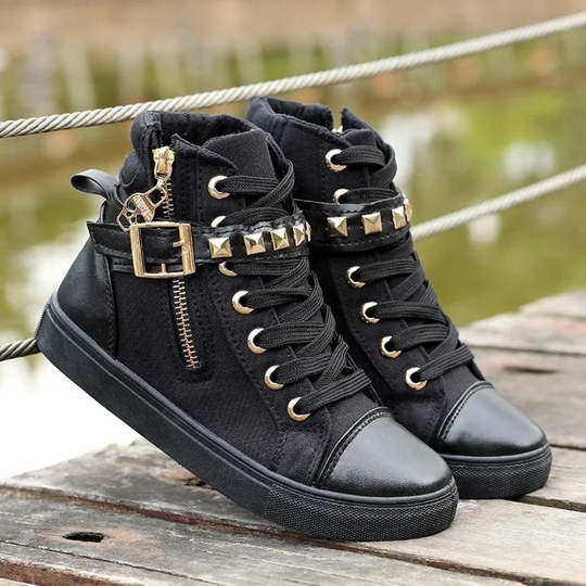 Dames Hoge Sneakers Met Rits Sportief 1