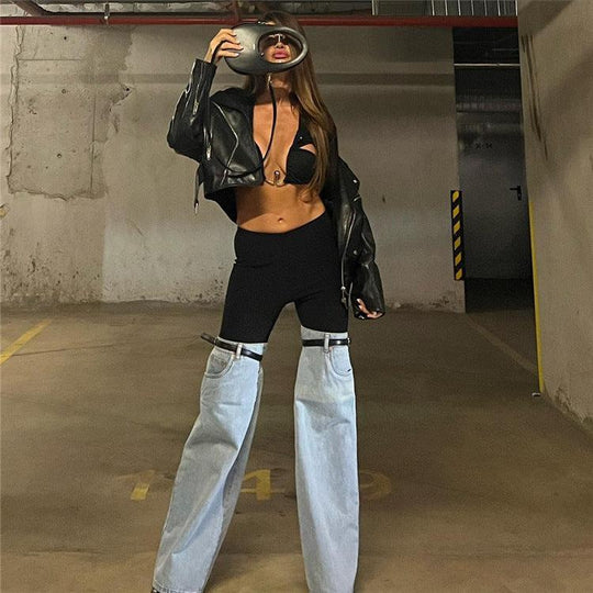 Dames Hoge Taille Rechte Wijde Pantalon Denim 3
