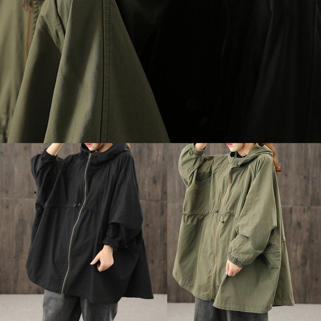 Dames Jacket met Ritssluiting en Capuchon in Legergroen 4