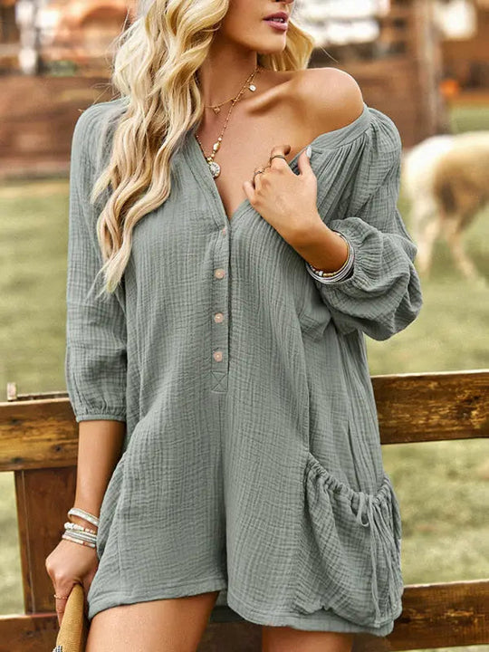 Dames Jumpsuit Losse Stijl Katoen en Linnen 1