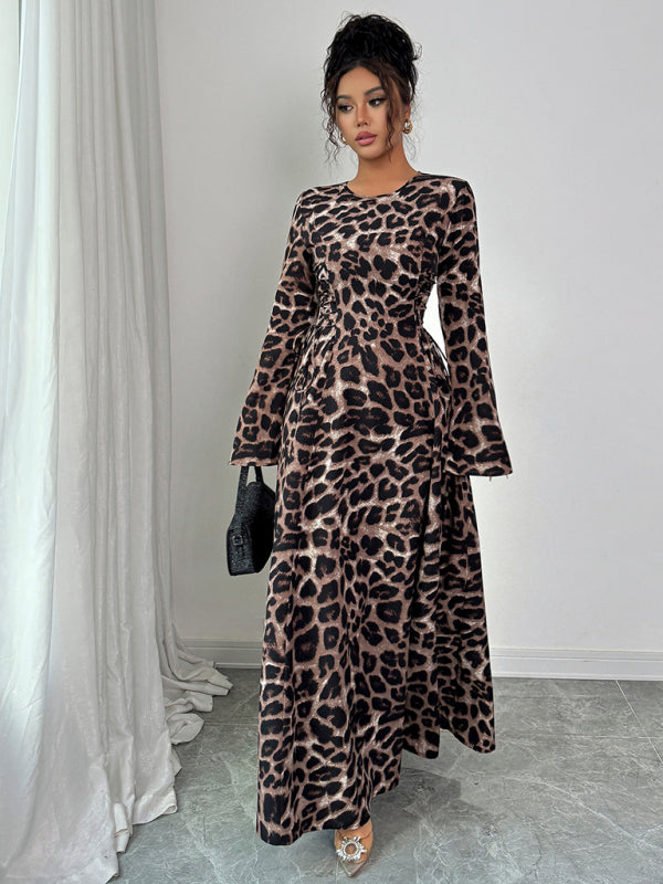 Dames Jurk Lange Mouwen Luipaardprint Polyester Casual Jurken 1