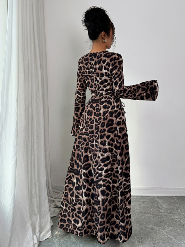 Dames Jurk Lange Mouwen Luipaardprint Polyester Casual Jurken 3