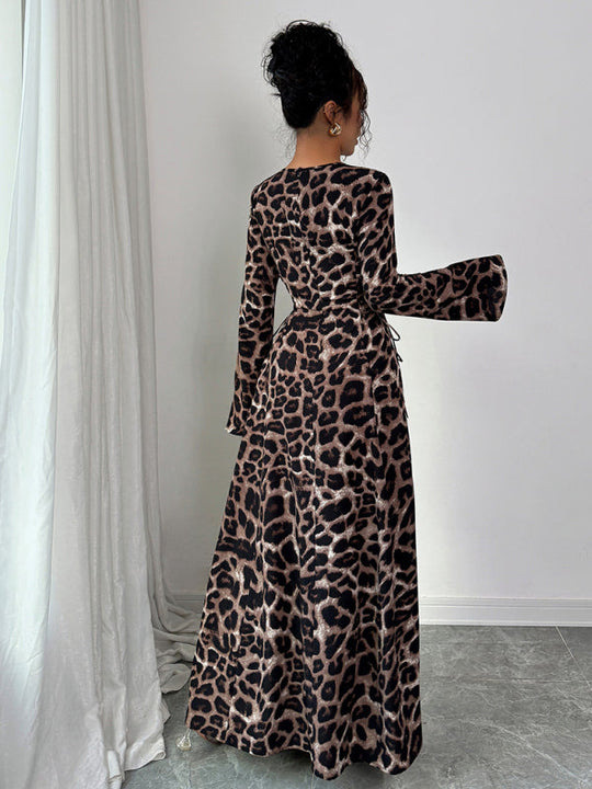 Dames Jurk Lange Mouwen Luipaardprint Polyester Casual Jurken 3