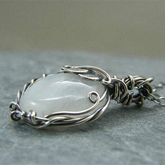 Dames Ketting Retro Met Maansteen Design 1