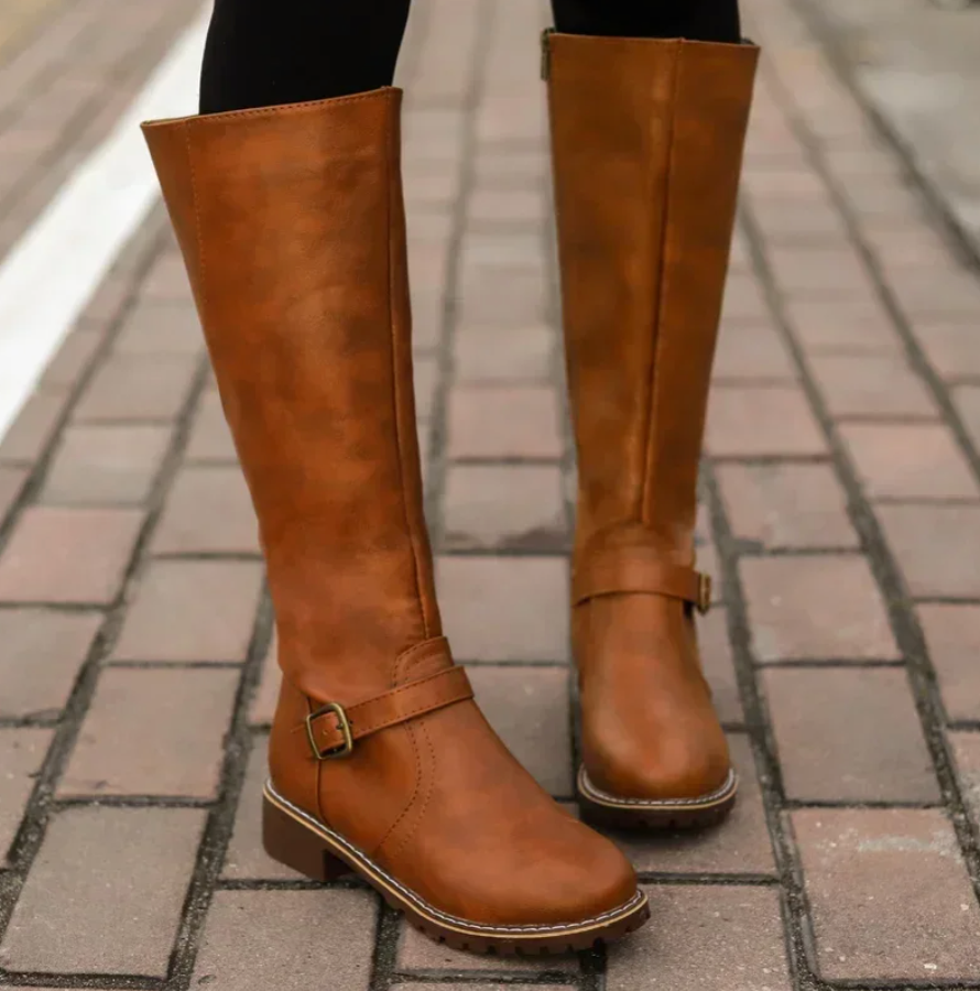 Dames Kniehoge Winterlaarzen Met Blokhak 1