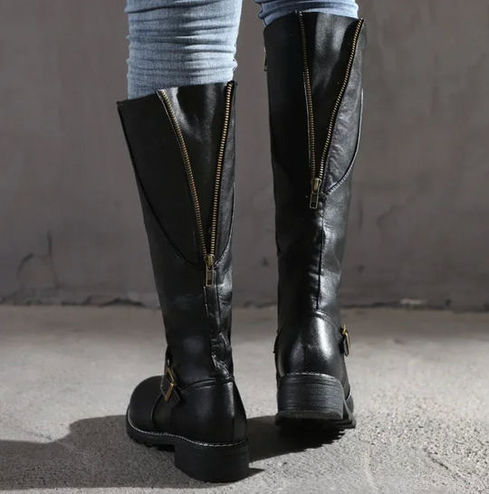 Dames Kniehoge Winterlaarzen Met Blokhak 4
