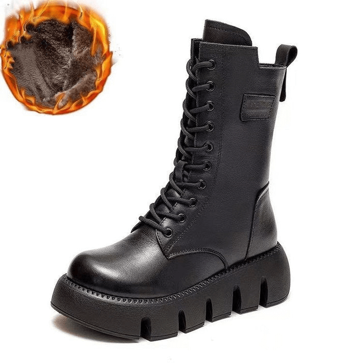 Dames Laarzen Halfhoog Met Veterontwerp voor Comfortabele Winterstijl 2