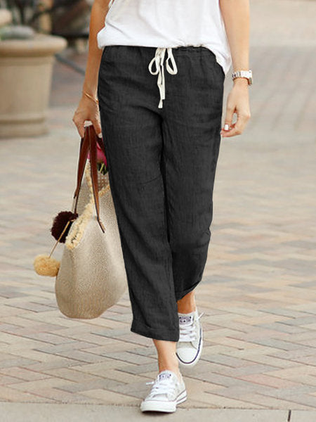 Dames Lange Broek Relaxed Fit Met Touwsluiting Ademend Materiaal 5