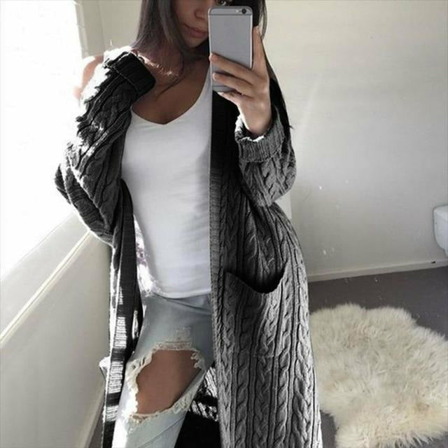 Dames Lange Gebreide Trui Casual Stijlvol 5
