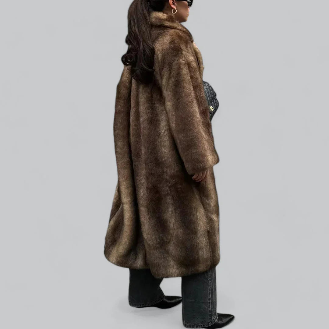 Dames Lange Trenchcoat Met Imitatiebont 2