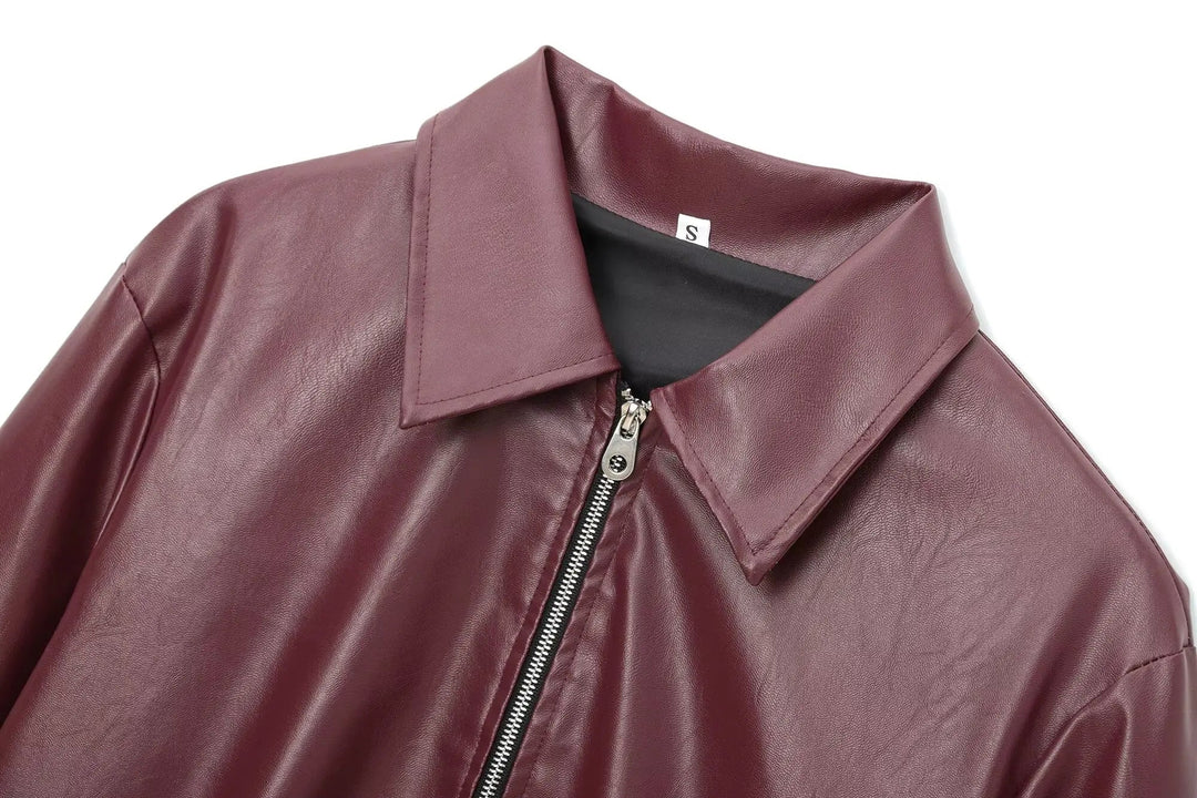 Dames Leren Jas met Rits en Klassieke Reverskraag voor Winter Streetwear 6