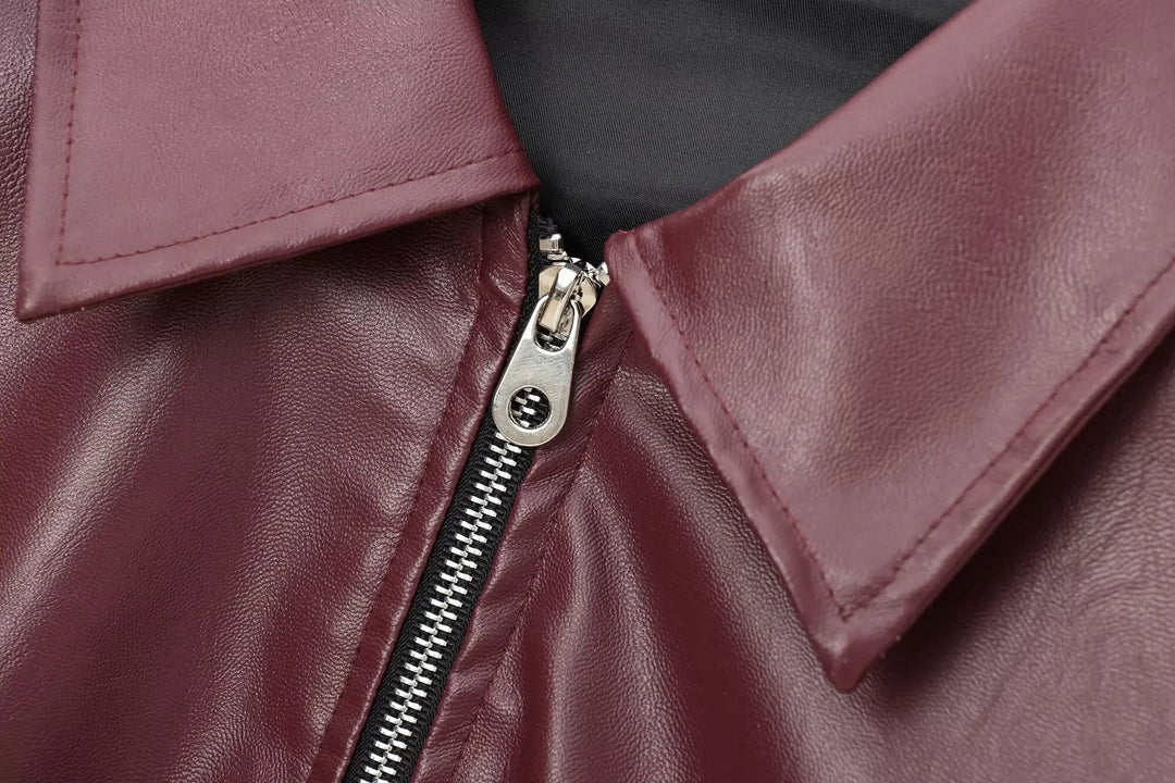 Dames Leren Jas met Rits en Klassieke Reverskraag voor Winter Streetwear 7
