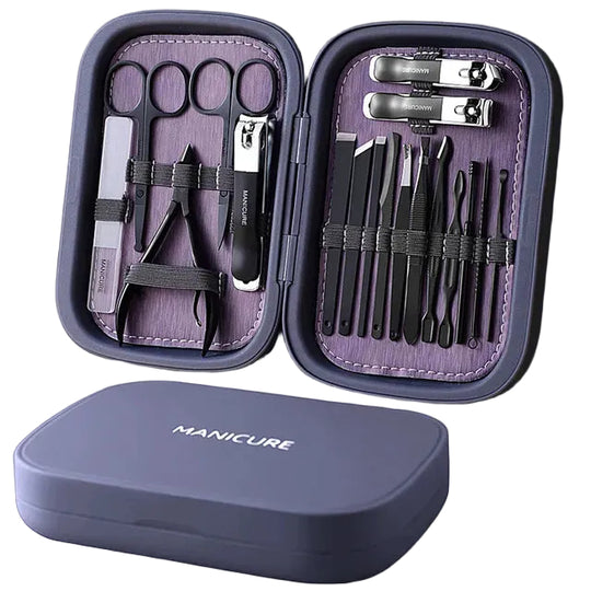 Dames Manicure Set Draagbaar met 18 Essentiële Nageltools voor Thuis en Onderweg 0