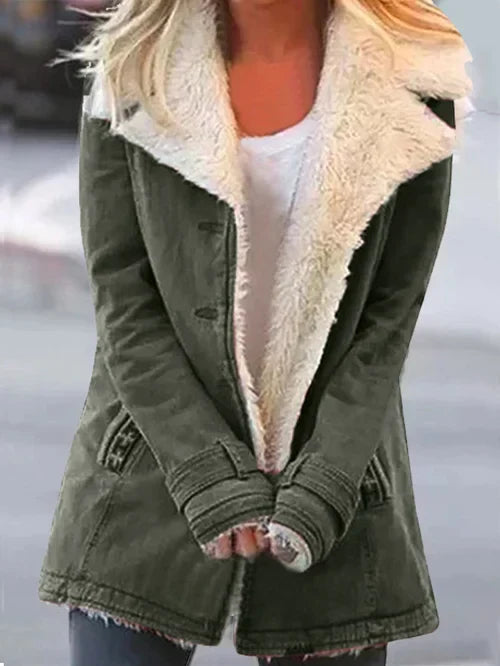 Dames Mid-Length Coat Met Tailored Fit En Oversized Lapel 3
