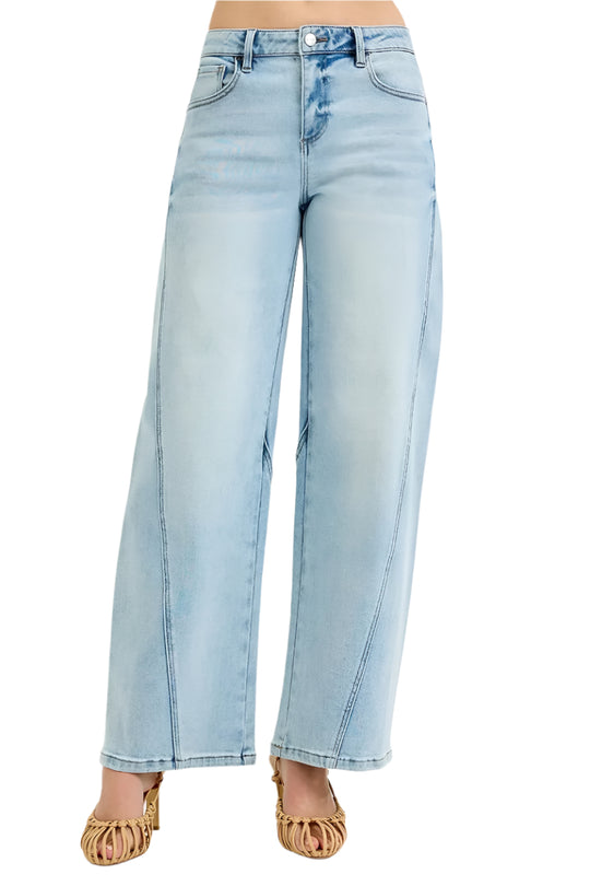 Dames Mid Rise Barrel Jeans Comfortabel en Tijdloos 0