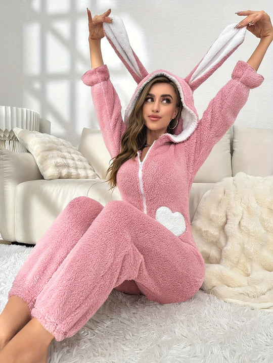 Dames Onesie Met Capuchon Voor Winterse Avonden 0