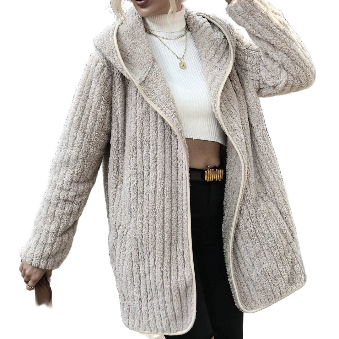 Dames Oversized Cardigan Fluffy Fleece met Capuchon 0