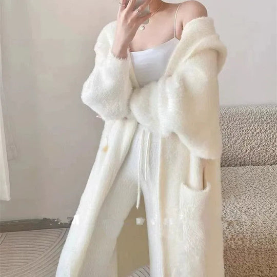 Dames Oversized Cardigan met Capuchon van Fleece 2