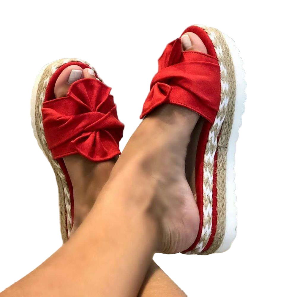 Dames Plateau Sandalen met Knoop 0