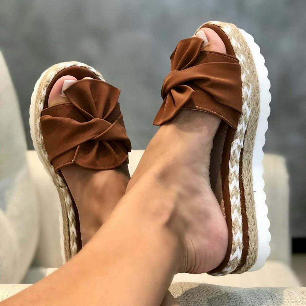 Dames Plateau Sandalen met Knoop 7