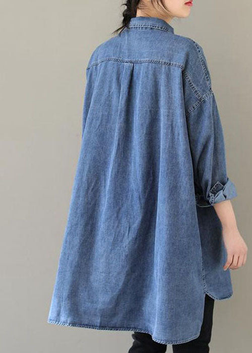 Dames Spijkerblouse met Peter Pan-kraag Casual Style 4