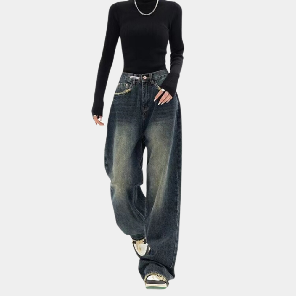 Dames Spijkerbroek Baggy Casual Met Verstelbare Taille 3